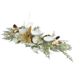 Glittered Poinsettia And Ornaments Christmas Pillar Candle Holder - 24" -Christmas Decor Sale northlight ll94327 03 62971.1726019801