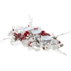 Northlight Berries And Snowflakes Christmas Pillar Candle Holder - 24" - Red And White -Christmas Decor Sale northlight ll94331 04. 28177.1726019801