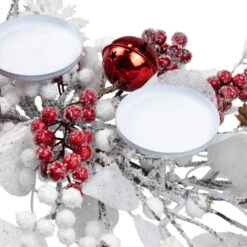 Northlight Berries And Snowflakes Christmas Pillar Candle Holder - 24" - Red And White -Christmas Decor Sale northlight ll94331 05 45291.1726019804