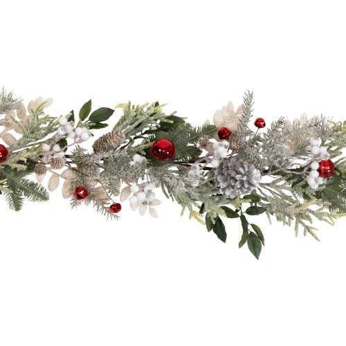 Frosted Pinecones And Berries Artificial Christmas Garland - 6' X 8" - Unlit 6 Frosted Pinecones And Berries Artificial Christmas Garland - 6' X 8" - Unlit - Image 4