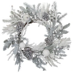 Northlight Flocked Berries And Pinecones Artificial Pine Christmas Wreath - 26" - Unlit