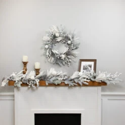 Northlight Flocked Pinecones And Berries Artificial Pine Christmas Garland - 6' X 8" - Unlit -Christmas Decor Sale northlight ll94341 ll94342 styled 01 67496.1726019801