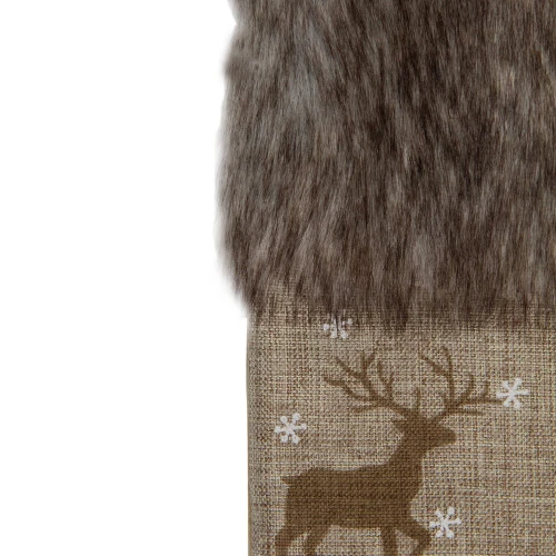 Northlight 20" Brown Reindeer Christmas Stocking With Faux Fur Cuff 5 Northlight 20" Brown Reindeer Christmas Stocking With Faux Fur Cuff - Image 3