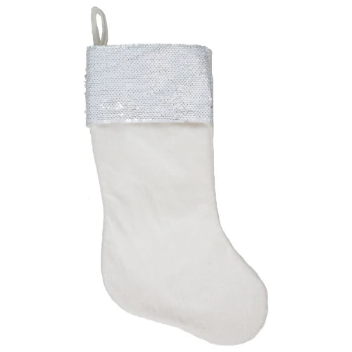 Northlight 20" Gold And White Reversible Sequin Cuff Christmas Stocking 5 Northlight 20" Gold And White Reversible Sequin Cuff Christmas Stocking - Image 3