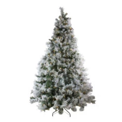 7.5' Pre-Lit LED Lights Flocked Victoria Pine Artificial Christmas Tree - Multicolor Light Options