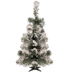 Northlight 2' Pre-Lit Medium Flocked Bristol Pine Artificial Christmas Tree - Warm Clear LED Lights