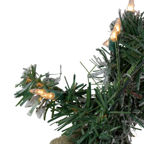 Northlight Pre-lit Heavily Flocked Pine Artificial Christmas Wreath - 24" - Clear Lights 5 Northlight Pre-lit Heavily Flocked Pine Artificial Christmas Wreath - 24" - Clear Lights - Image 3