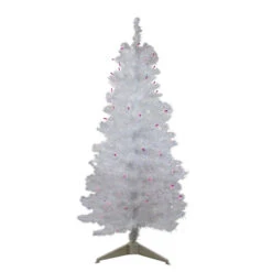 Northlight 4' Pre-lit White Iridescent Pine Artificial Christmas Tree - Purple Lights