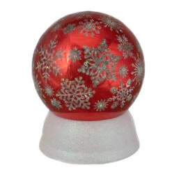 Northlight LED Lighted Shiny Snowflake Water Globe Decoration - 6.5" - Red - Warm White