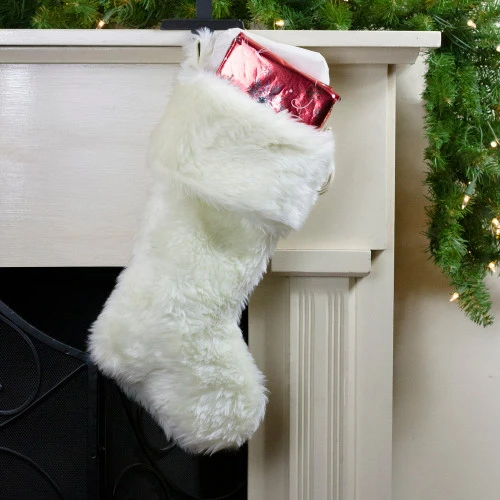 Northlight 20" Ivory White Soft Faux Fur Decorative Christmas Stocking 4 Northlight 20" Ivory White Soft Faux Fur Decorative Christmas Stocking - Image 2