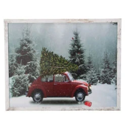 Northlight LED Lighted Vintage VW Car Framed Christmas Canvas Wall Art - 15" X 19"