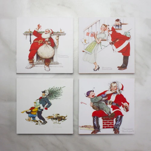Northlight Set Of 4 8" X 8" Classic Norman Rockwell Christmas Scene Canvas Prints 5 Northlight Set Of 4 8" X 8" Classic Norman Rockwell Christmas Scene Canvas Prints - Image 3