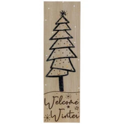 Northlight Rectangular "Welcome Winter" Christmas Tree Wooden Wall Sign - 15.75"
