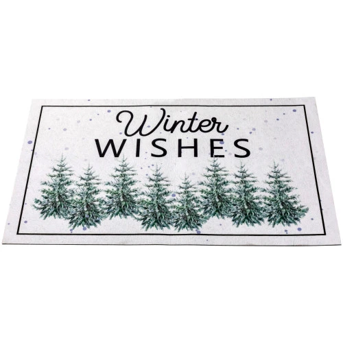 Northlight Pine Trees "Winter Wishes" Christmas Doormat 29" X 17" 3 Northlight Pine Trees "Winter Wishes" Christmas Doormat 29" X 17"