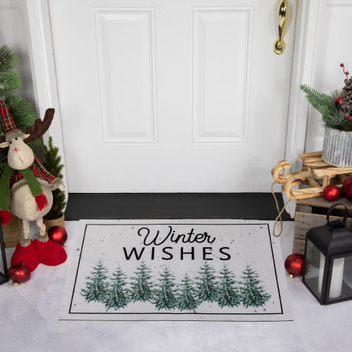 Northlight Pine Trees "Winter Wishes" Christmas Doormat 29" X 17" 4 Northlight Pine Trees "Winter Wishes" Christmas Doormat 29" X 17" - Image 2