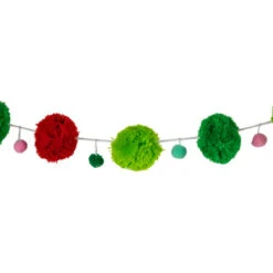 Northlight Pom Pom Christmas Garland - 4' X 2" - Green And Red - Unlit -Christmas Decor Sale northlight nj95158 02 77021.1695744024