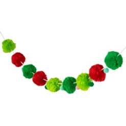 Northlight Pom Pom Christmas Garland - 4' X 2" - Green And Red - Unlit -Christmas Decor Sale northlight nj95158 03 64982.1694620035