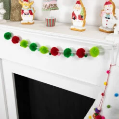 Northlight Pom Pom Christmas Garland - 4' X 2" - Green And Red - Unlit -Christmas Decor Sale northlight nj95158 styled 01 03451.1695744025