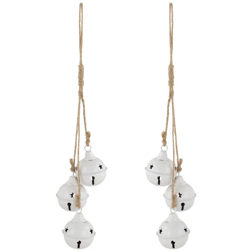 Northlight Cascading Christmas Jingle Bell Ornaments - 13.5" - White - Set Of 2 4 Northlight Cascading Christmas Jingle Bell Ornaments - 13.5" - White - Set Of 2 - Image 2