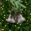 Northlight Bells With Pine Sprigs And Plaid Bow Christmas Ornaments - 7" - Silver - Set Of 2 -Christmas Decor Sale northlight nj96013 styled 75496.1721868331