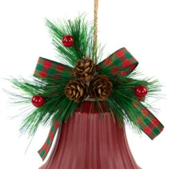 Northlight Bells With Pine Sprigs And Bow Christmas Ornaments- 7" - Red - Set Of 2 -Christmas Decor Sale northlight nj96015 03 98182.1721868334