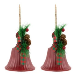 Northlight Bells With Pine Sprigs And Bow Christmas Ornaments- 7" - Red - Set Of 2 -Christmas Decor Sale northlight nj96015 07 14200.1721868333