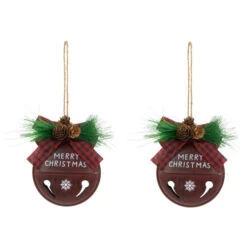 Northlight Snowflake "Merry Christmas" Jingle Bell Disc Ornaments - 5" - Set Of 2 -Christmas Decor Sale northlight nj96018 02 52559.1721868331