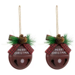 Northlight Snowflake "Merry Christmas" Jingle Bell Disc Ornaments - 5" - Set Of 2 -Christmas Decor Sale northlight nj96018 03 67641.1721868330