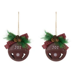 Northlight Snowflake "Joy" Jingle Bell Disc Ornaments - 5" - Set Of 2 -Christmas Decor Sale northlight nj96019 02 31269.1722041287