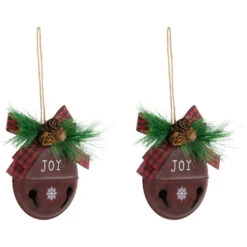Northlight Snowflake "Joy" Jingle Bell Disc Ornaments - 5" - Set Of 2 -Christmas Decor Sale northlight nj96019 03 25678.1722041287