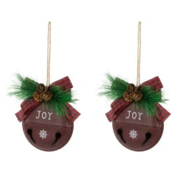 Northlight Snowflake "Joy" Jingle Bell Disc Ornaments - 5" - Set Of 2 -Christmas Decor Sale northlight nj96019 04 62486.1722041287