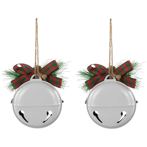 Northlight Jingle Bells With Bow And Pinecones Christmas Disc Ornaments - White - 5" - Set Of 2 10 Northlight Jingle Bells With Bow And Pinecones Christmas Disc Ornaments - White - 5" - Set Of 2 - Image 8