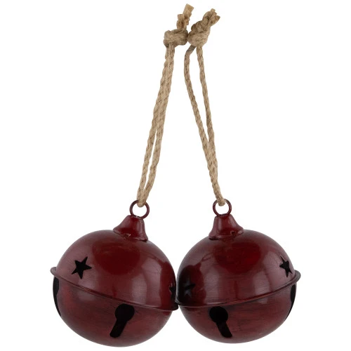 Northlight Antiqued Jingle Bell Christmas Ornaments - 3" - Burgundy - Set Of 2 4 Northlight Antiqued Jingle Bell Christmas Ornaments - 3" - Burgundy - Set Of 2 - Image 2