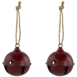 Northlight Antiqued Jingle Bell Christmas Ornaments - 3" - Burgundy - Set Of 2 11 Northlight Antiqued Jingle Bell Christmas Ornaments - 3" - Burgundy - Set Of 2 -Christmas Decor Sale northlight nj96028 04 02378.1722387412