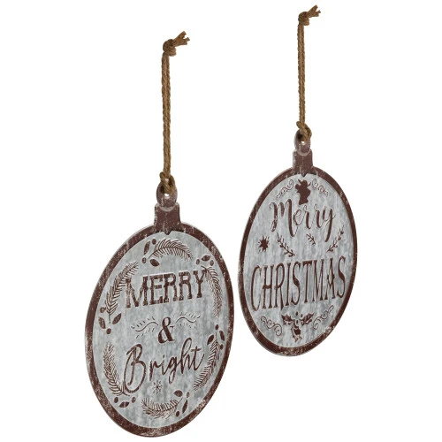 Northlight Merry Christmas And Merry And Bright Wall Signs - 14" - Gray And Brown - Set Of 2 5 Northlight Merry Christmas And Merry And Bright Wall Signs - 14" - Gray And Brown - Set Of 2 - Image 3