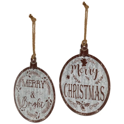 Northlight Merry Christmas And Merry And Bright Wall Signs - 14" - Gray And Brown - Set Of 2 6 Northlight Merry Christmas And Merry And Bright Wall Signs - 14" - Gray And Brown - Set Of 2 - Image 4
