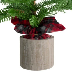 Northlight Potted Pine Medium Artificial Christmas Tree With Plaid Skirt - 1.3' - Unlit -Christmas Decor Sale northlight nl00136 1 16761.1588356258