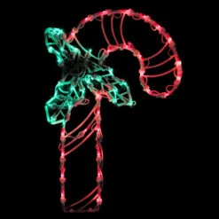Northlight 18" Lighted Candy Cane With Holly Christmas Window Silhouette Decoration