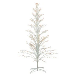 Northlight Lighted Cascade Twig Outdoor Christmas Tree - 6' - White - Clear Lights