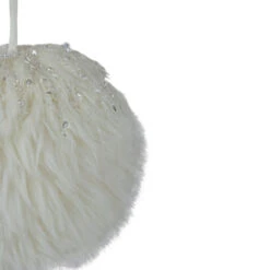 Northlight 4-Inch White Faux Fur Hanging Christmas Ball Ornament -Christmas Decor Sale northlight ns88310 3 sample 59896.1600996802