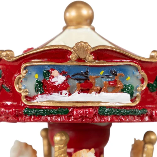 Winter Horses Animated Musical Christmas Carousel - 6.5" - Red And White 6 Winter Horses Animated Musical Christmas Carousel - 6.5" - Red And White - Image 4