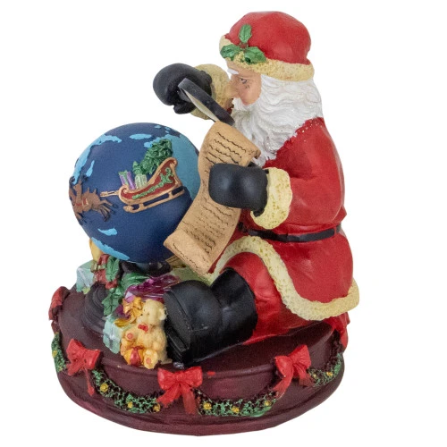 Northlight Musical Santa Claus Checking His List With A World Globe Christmas Figure - 5.75" 5 Northlight Musical Santa Claus Checking His List With A World Globe Christmas Figure - 5.75" - Image 3