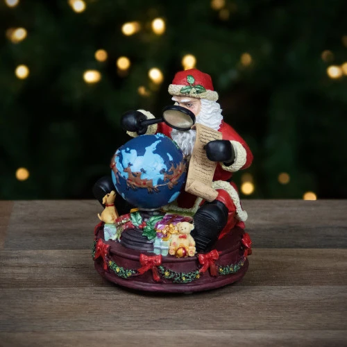 Northlight Musical Santa Claus Checking His List With A World Globe Christmas Figure - 5.75" 4 Northlight Musical Santa Claus Checking His List With A World Globe Christmas Figure - 5.75" - Image 2