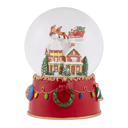 Northlight Santa And Reindeer Christmas Night Musical Snow Globe - 7" 3 Northlight Santa And Reindeer Christmas Night Musical Snow Globe - 7"