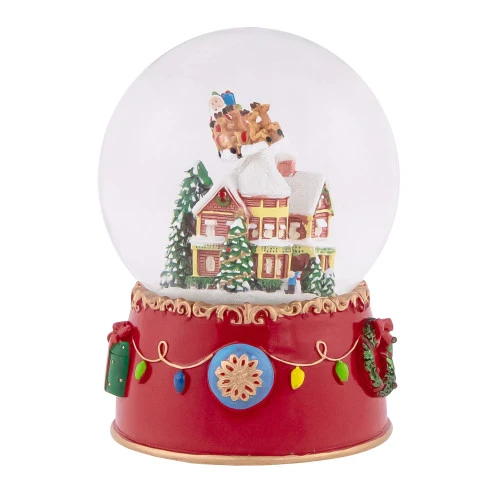 Northlight Santa And Reindeer Christmas Night Musical Snow Globe - 7" 4 Northlight Santa And Reindeer Christmas Night Musical Snow Globe - 7" - Image 2