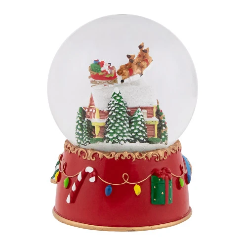 Northlight Santa And Reindeer Christmas Night Musical Snow Globe - 7" 6 Northlight Santa And Reindeer Christmas Night Musical Snow Globe - 7" - Image 4