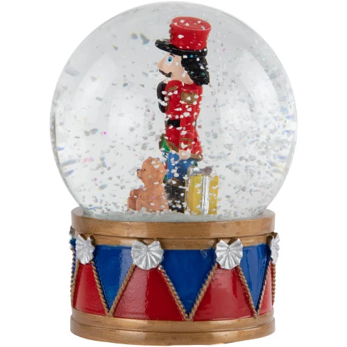6" Nutcracker With Teddy Bear Musical Christmas Snow Globe 6 6" Nutcracker With Teddy Bear Musical Christmas Snow Globe - Image 4