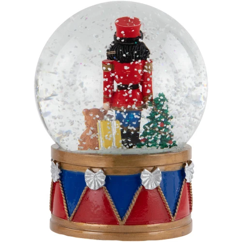6" Nutcracker With Teddy Bear Musical Christmas Snow Globe 5 6" Nutcracker With Teddy Bear Musical Christmas Snow Globe - Image 3