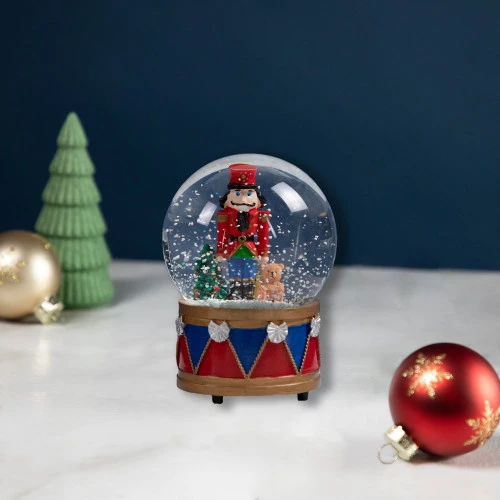 6" Nutcracker With Teddy Bear Musical Christmas Snow Globe 4 6" Nutcracker With Teddy Bear Musical Christmas Snow Globe - Image 2