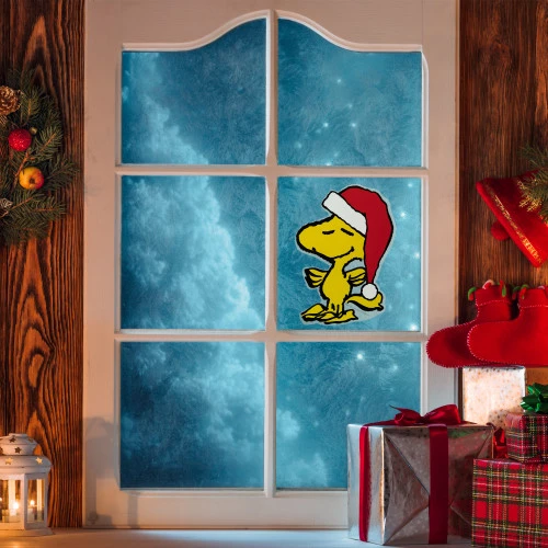 Northlight Peanuts Woodstock In Santa Hat Christmas Window Cling Decoration - 7" 4 Northlight Peanuts Woodstock In Santa Hat Christmas Window Cling Decoration - 7" - Image 2